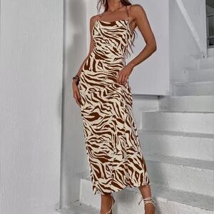 Stylish Brown and White Zebra Print Dress